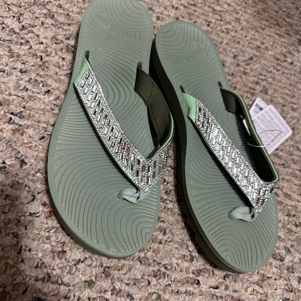 KuaiLu Women's Yoga Flip Flops Arch Support Thong Sandals Non-Slip Size 8.5
